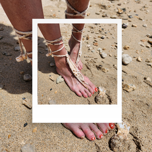 Custom- 'Walking on Shells': Barefoot Sandals